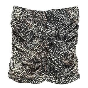 H&M Ruched Abstract Print Mini Skirt Women's Size Medium Black White Draped